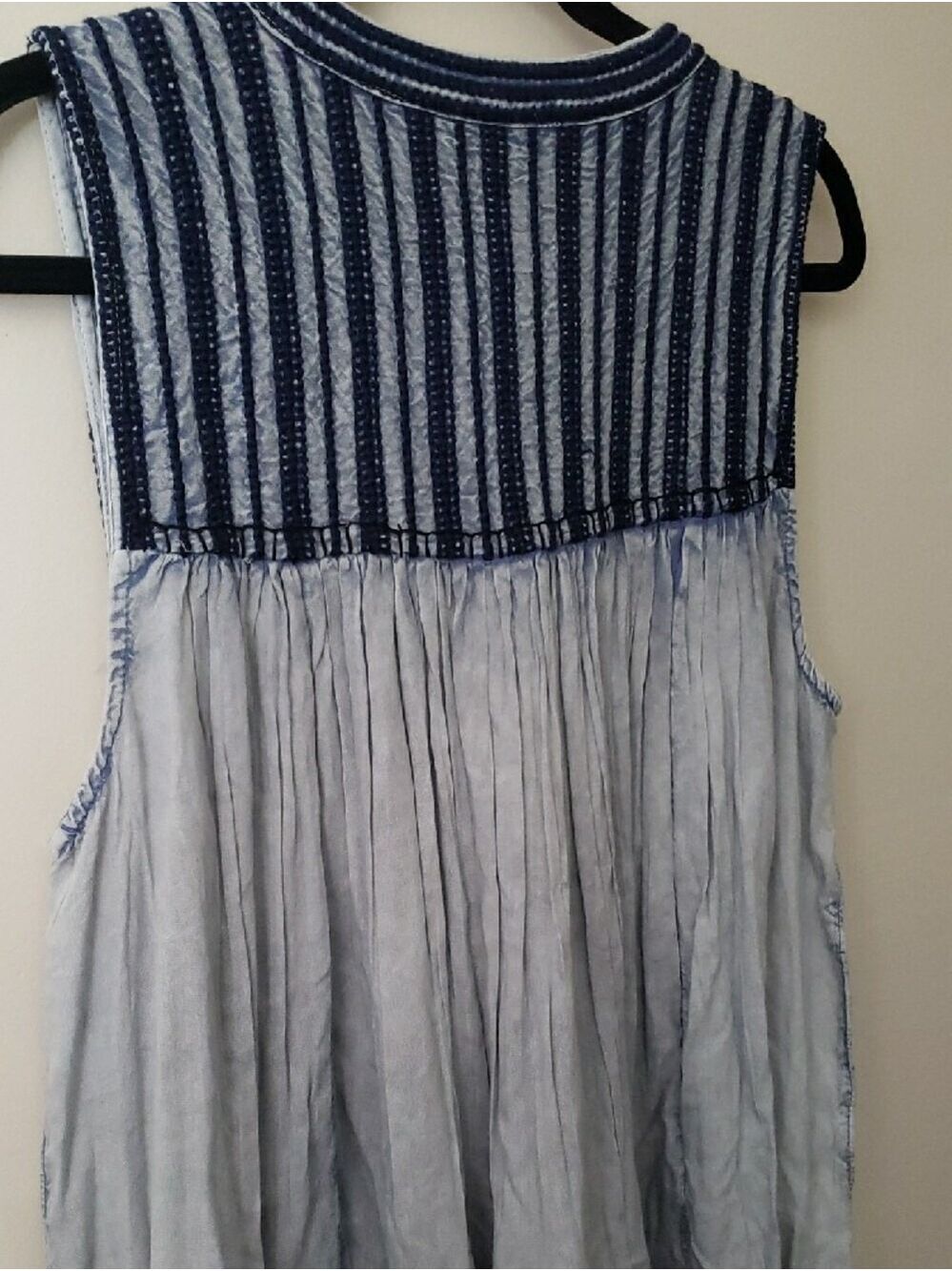 NWT Rachel Zoe Pale Blue Sleeveless Tunic with Navy Embroidery - Picture 6 of 8